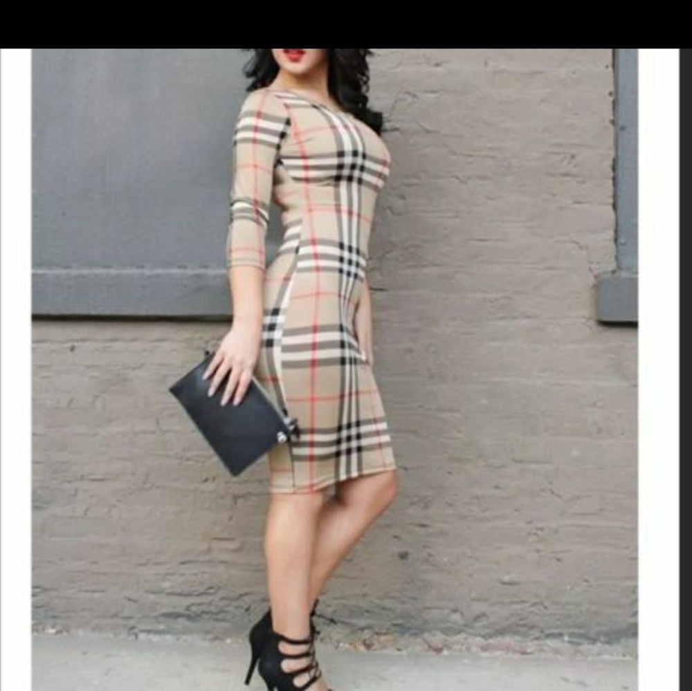 SEXY Bodycon Plaid print dress - Picture 1 of 5